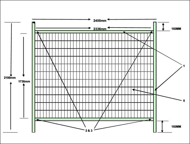 4mm wire 150mm x 60mm weld mesh infill temporary fence panel with welding illustration